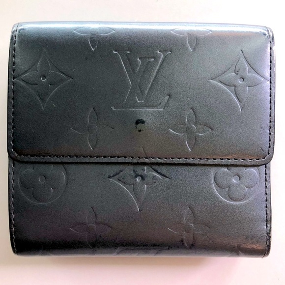 LV Louis Vuitton Monogram Mat Vernis Gray Elise Compact Wallet with COA Unisex - Picture 3 of 10
